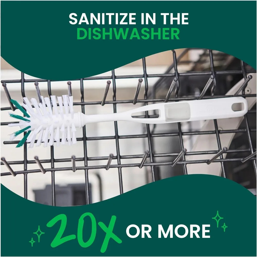 Glass Water Bottle Brush with Non-Slip Handle Dishwasher Safe Long Cleaning Brush for Shaker Bottles Food Processors