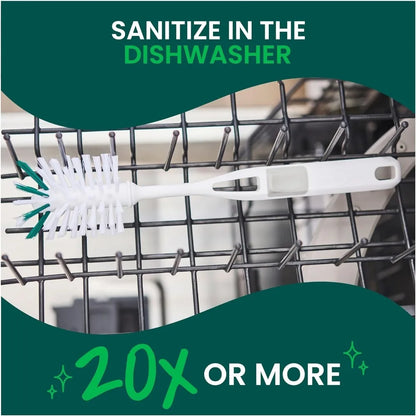 Glass Water Bottle Brush with Non-Slip Handle Dishwasher Safe Long Cleaning Brush for Shaker Bottles Food Processors