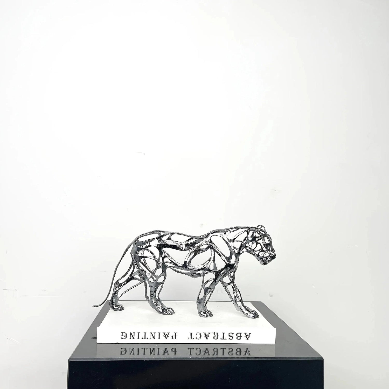 Hollow Metal Leopard Sculpture — Gold &amp; Silver Decorative Figurine Jonine’s Corner