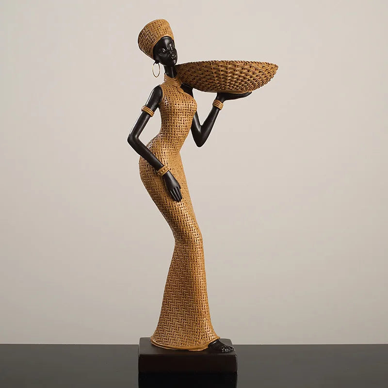Woven in Gold — Tribal Weave Resin Sculpture in Bohemian Gold & Brown
