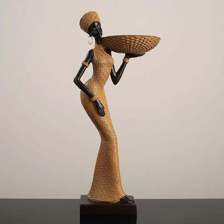 Woven in Gold — Tribal Weave Resin Sculpture in Bohemian Gold & Brown