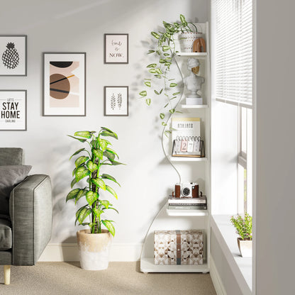 The Corner That Finally Does Something — Tribesigns 5-Tier Wall Corner Bookshelf & Plant Stand
