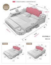 Headboard Storage Double Bed Queen Drawers King Size Smart Bed Luxury Princess Modern Letto Matrimoniale Bedroom Furniture Jonine&