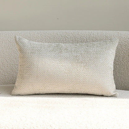 French Cream Jacquard Lumbar Pillow Cover — Embroidered Cushion Cover 12×20in