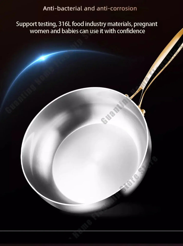 316 Stainless Steel Frying Pan Deepened Wok Non-Stick Skillets Steak Gas Stove Induction Cooker Universal Pan Kitchen Cookware Jonine&