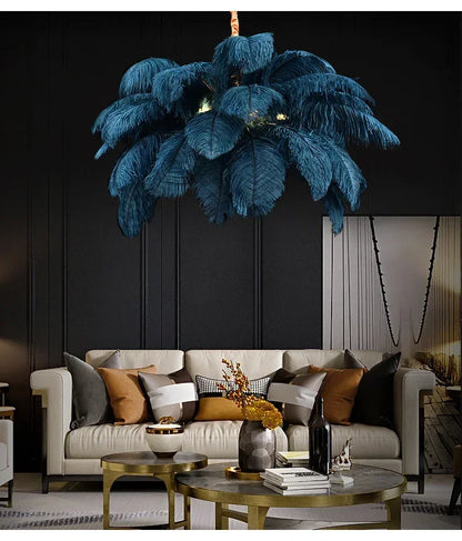 Nordic Ostrich Girl Ins Feather Art Living Room Chandelier Bedroom Indoor Hanging Lamp Pendant Lights Home Decor Ceiling Lamps