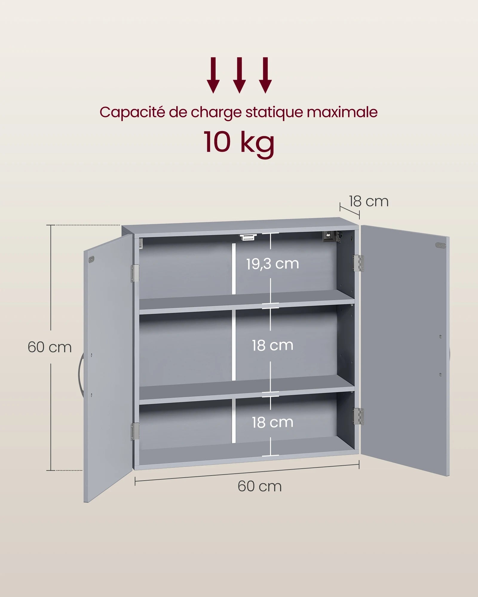 VASAGLE Bathroom Wall Cabinet — Wall-Mounted Storage with Adjustable Shelves