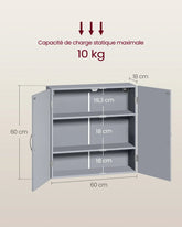 VASAGLE Bathroom Wall Cabinet — Wall-Mounted Storage with Adjustable Shelves