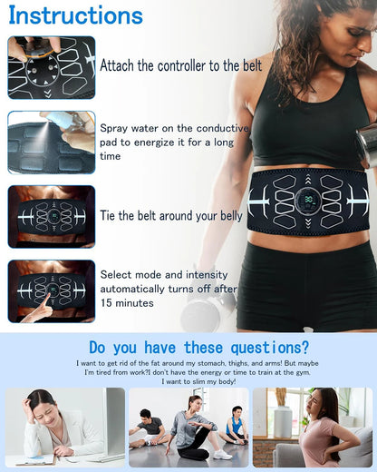 Tone While You Rest — EMS Abdominal Toning Belt with 10 Modes &amp; 30 Intensity Levels