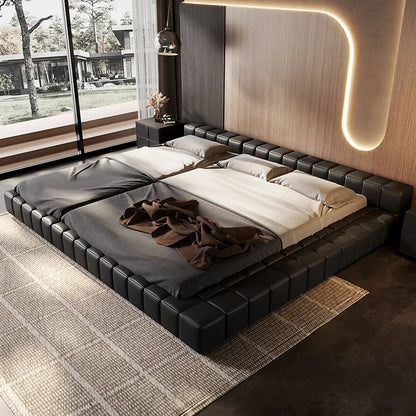 Minimalist Upholstered Headboard Bed — Full Size Lounge Frame