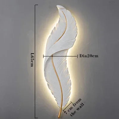 White Feather LED Wall Sconce — Modern Resin Bedroom & Living Room Light
