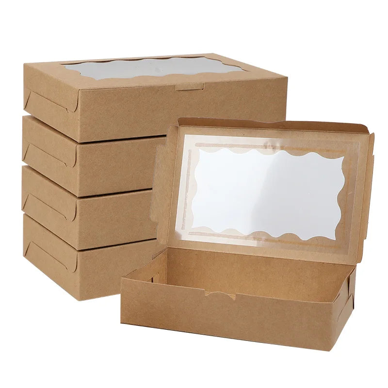 Kraft Paper Gift Boxes with Window — Set of 5, 10, or 20