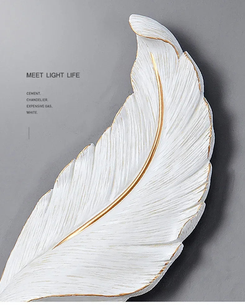 Nordic Feather LED Wall Sconce — Modern Resin Wall Light