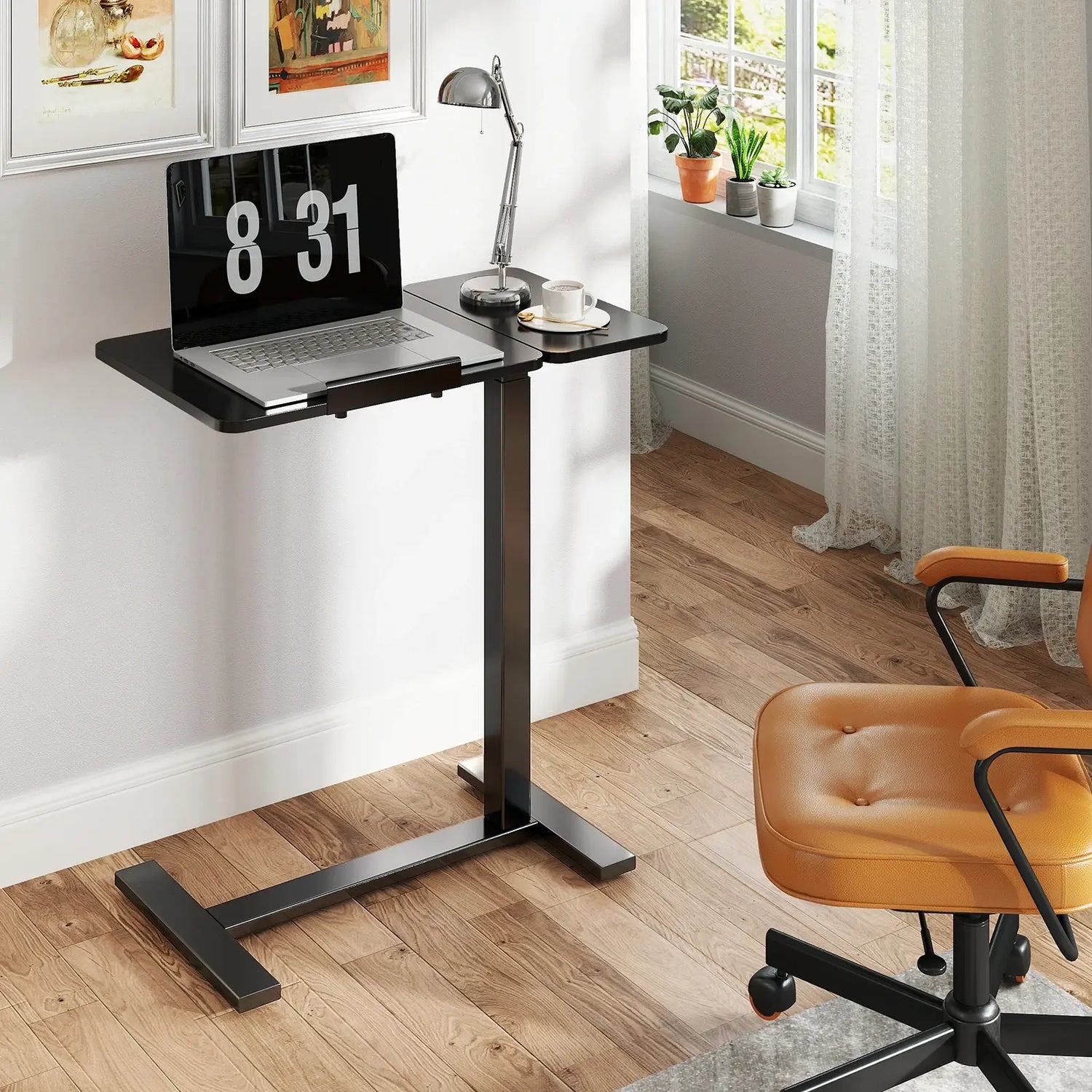 JHK Overbed Bedside Flip Lap Desk with Wheels and Tilt Top Adjustable Height Home Use Bed Table Mobile Standing Desk For Bedroom Jonine&
