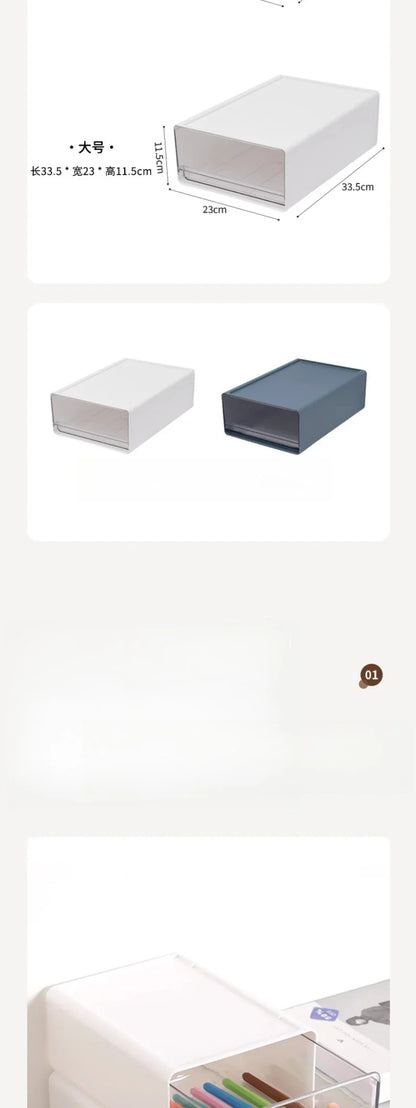 2/3pcs Office Table Clear Storage Boxes Drawer Type Office Workstation A4 File Organizer Storage Box Study Stack Storage Cabinet