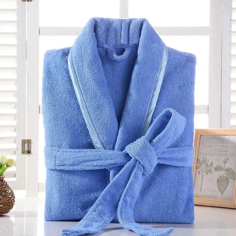 Terry Robe Women 100% Cotton Bathrobe Lovers Brown Robes Men Bathrobe Solid Towel Fleece Long Sleepwear Bridesmaid Robe White Jonine’s Corner