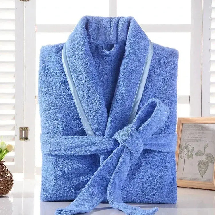 Terry Robe Women 100% Cotton Bathrobe Lovers Brown Robes Men Bathrobe Solid Towel Fleece Long Sleepwear Bridesmaid Robe White Jonine’s Corner