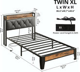 ANCTOR Twin/TwinXL/Full/Queen/King/CaliforniaKing Bed Frames, Storage Headboard with Outlets, No Noise, No Box Springs Needed Jonine&