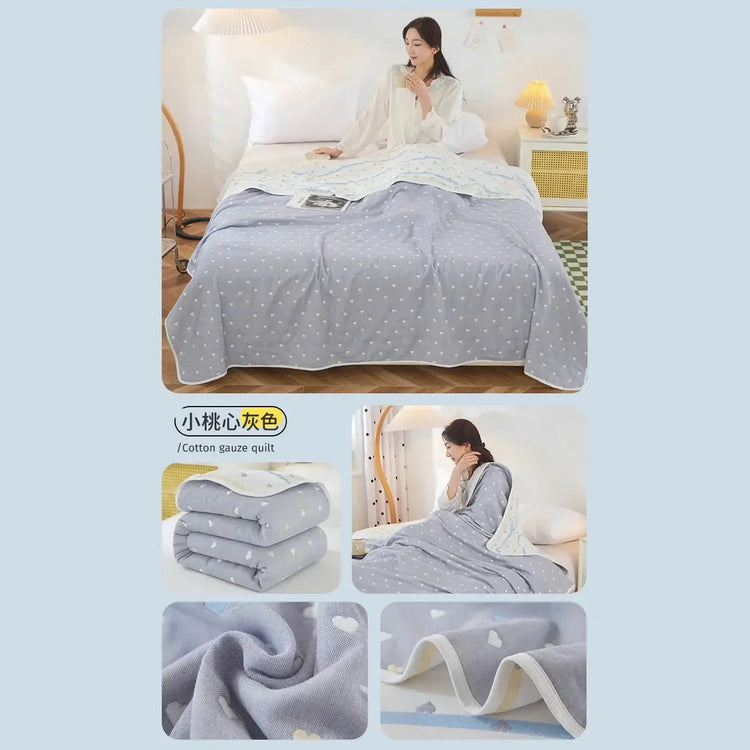 Multi-functional Summer Quilt Thin Breathable Duvet Cool Breathability Cotton Gauze Fabric Towel Blanket Skin-friendly Comforter