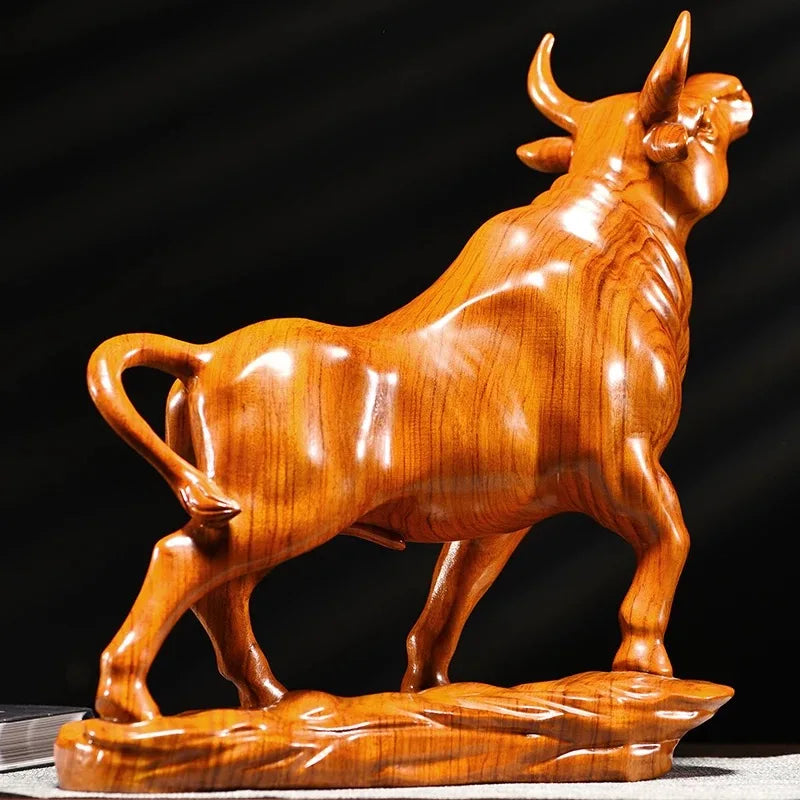 Strength & Intention — Hand Carved Red Sandalwood Bull Statue