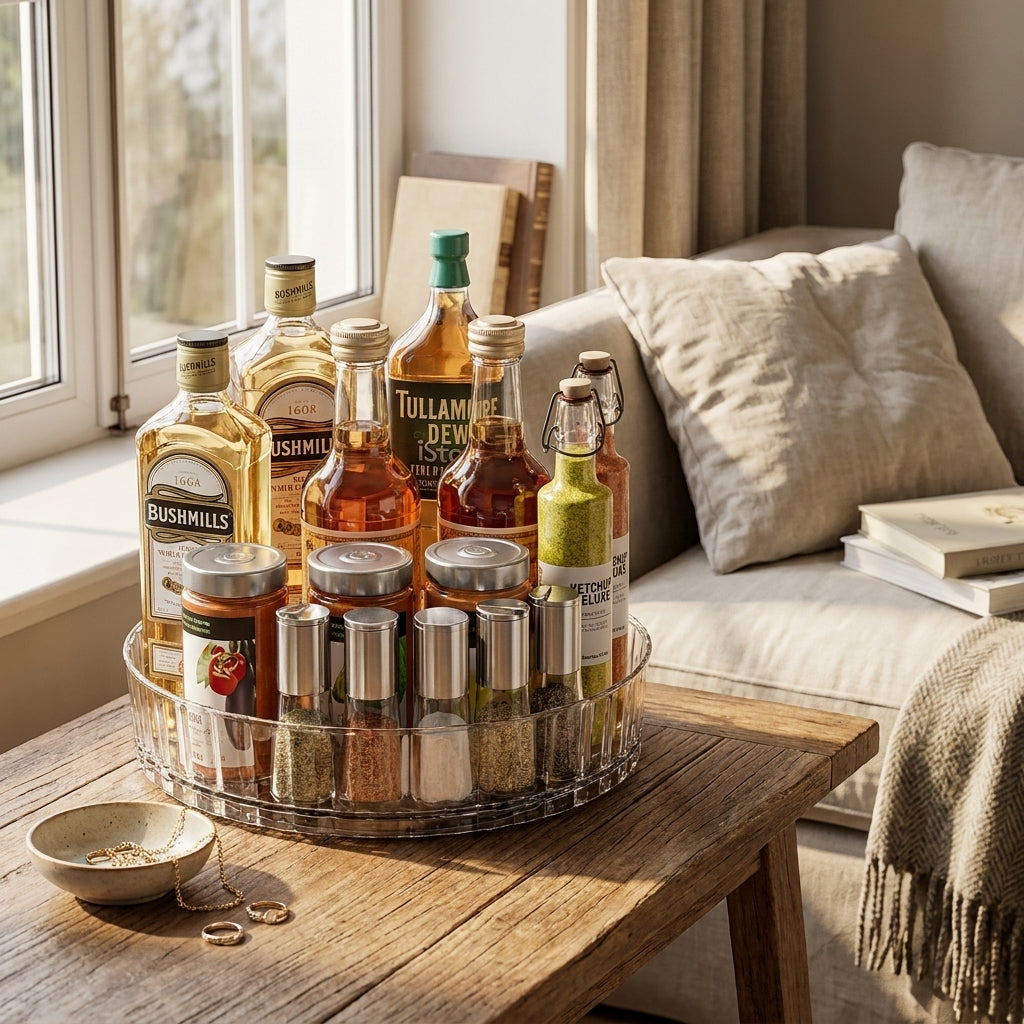 SpinMaster™ Rotating Spice Rack – 18-Piece Countertop Carousel with Spinning Jars | SpinMaster Rotating Spice Rack 18-Piece with Glass Jars | Jonine&