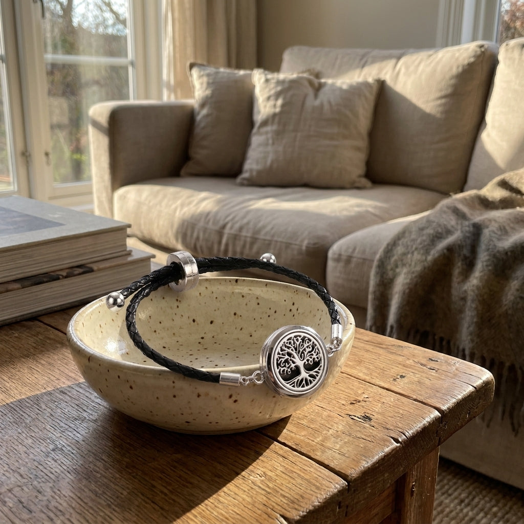 The Scent Locket — Aromatherapy Essential Oil Diffuser Bracelet in Black Leather &amp; Stainless Steel | The Scent Locket-Aromatherapy Essential Oil Bracelet