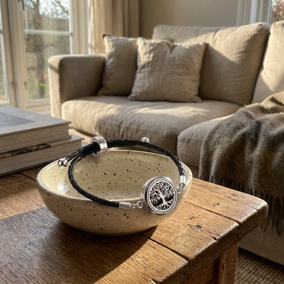 The Scent Locket — Aromatherapy Essential Oil Diffuser Bracelet in Black Leather &amp; Stainless Steel | The Scent Locket-Aromatherapy Essential Oil Bracelet