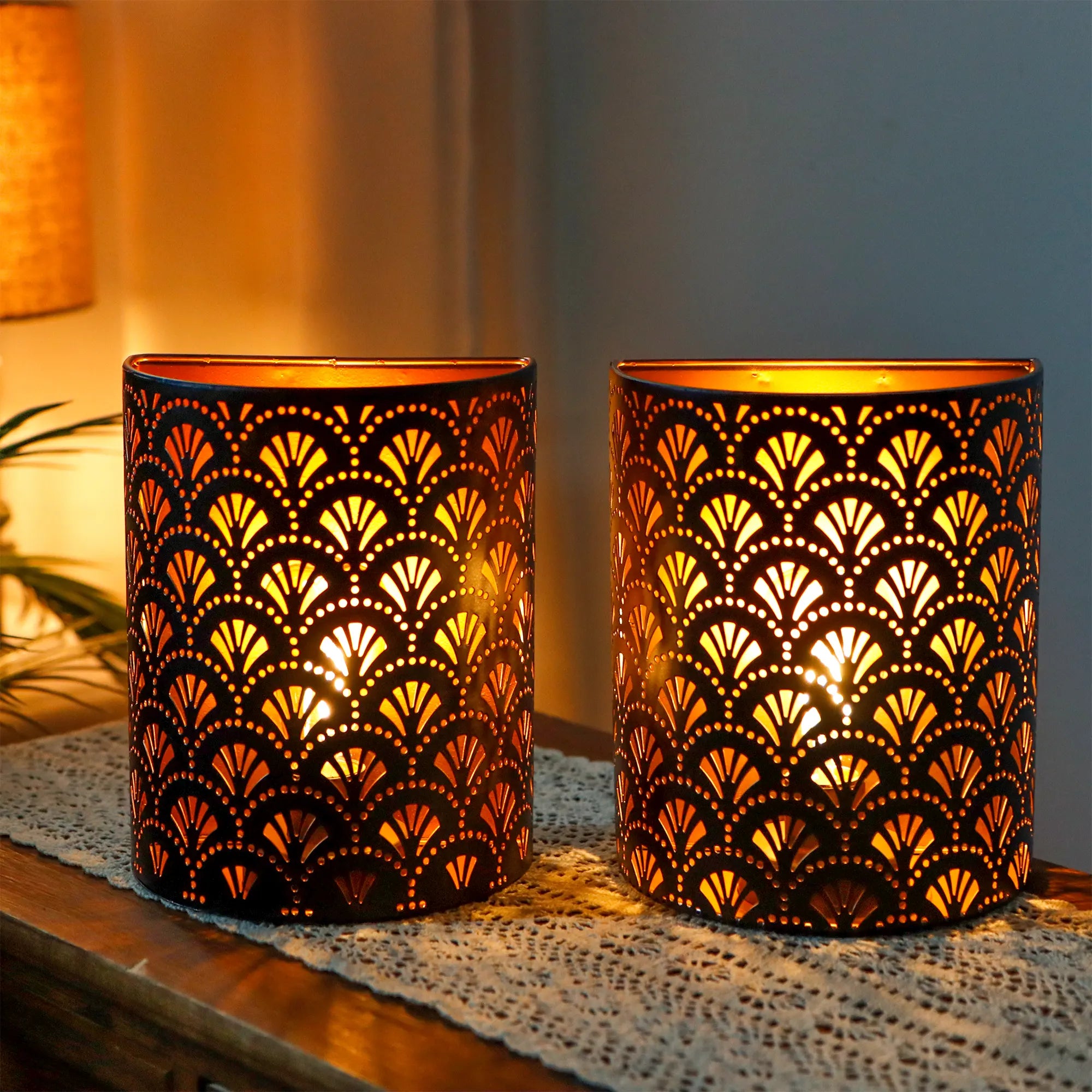 Flabellum Matte Black &amp; Gold Wall Sconce, Set of 2