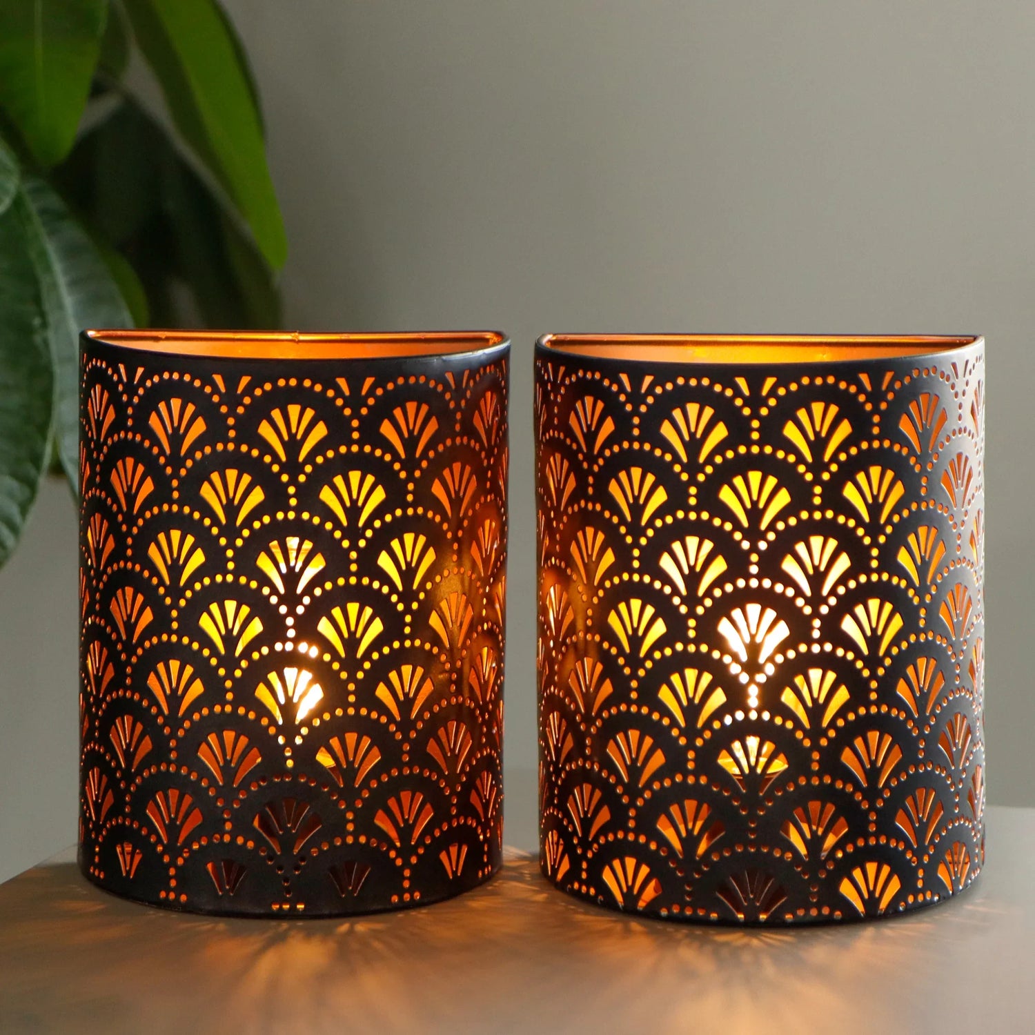 Flabellum Matte Black &amp; Gold Wall Sconce, Set of 2