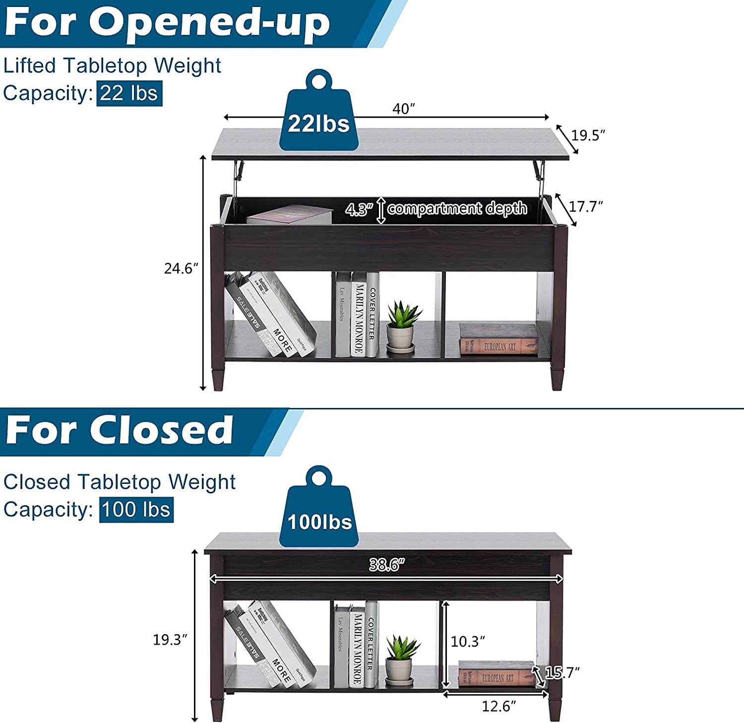 The Table That Does More  Lift Top Coffee Table with Hidden Compartment &amp; Open Shelves