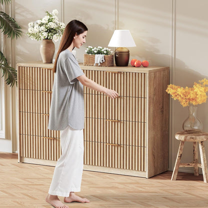 8-Drawer Grooved Dresser — Modern Bedroom Storage