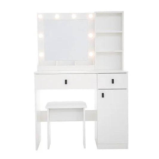 Your Morning, Elevated — Lighted Vanity Desk with Mirror & Drawers