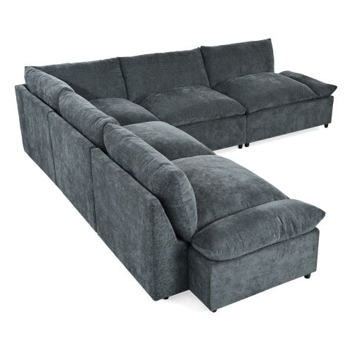 LuneluX_Home  115.5" Modular Deep Gray Sectional Sofa with Storage &amp;