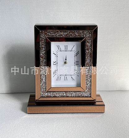 Pendulum Table Clock with Glass Decor for Fireplace