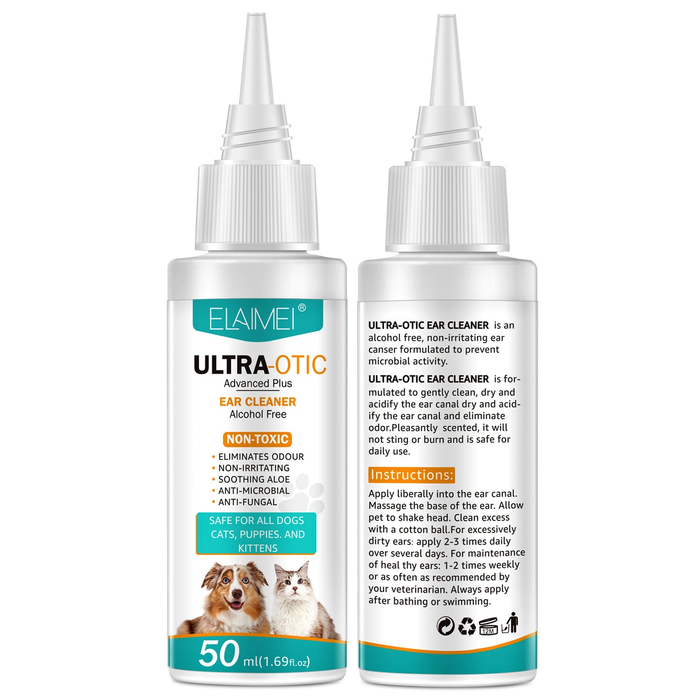 Pet Ear Cleaner Solution 50ml — Gentle Ear Care for Dogs & Cats