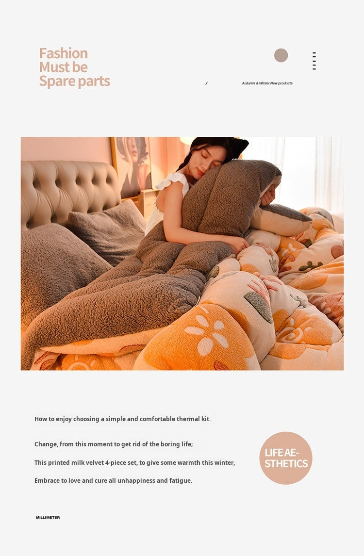 Lamb Fleece Blanket Winter Comforter Thickened Quilts Double-sided Velvet Warm Quilt Single Double Dormitory Milk Fleece Core Jonine&