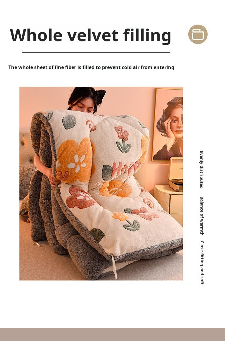 Lamb Fleece Blanket Winter Comforter Thickened Quilts Double-sided Velvet Warm Quilt Single Double Dormitory Milk Fleece Core Jonine&