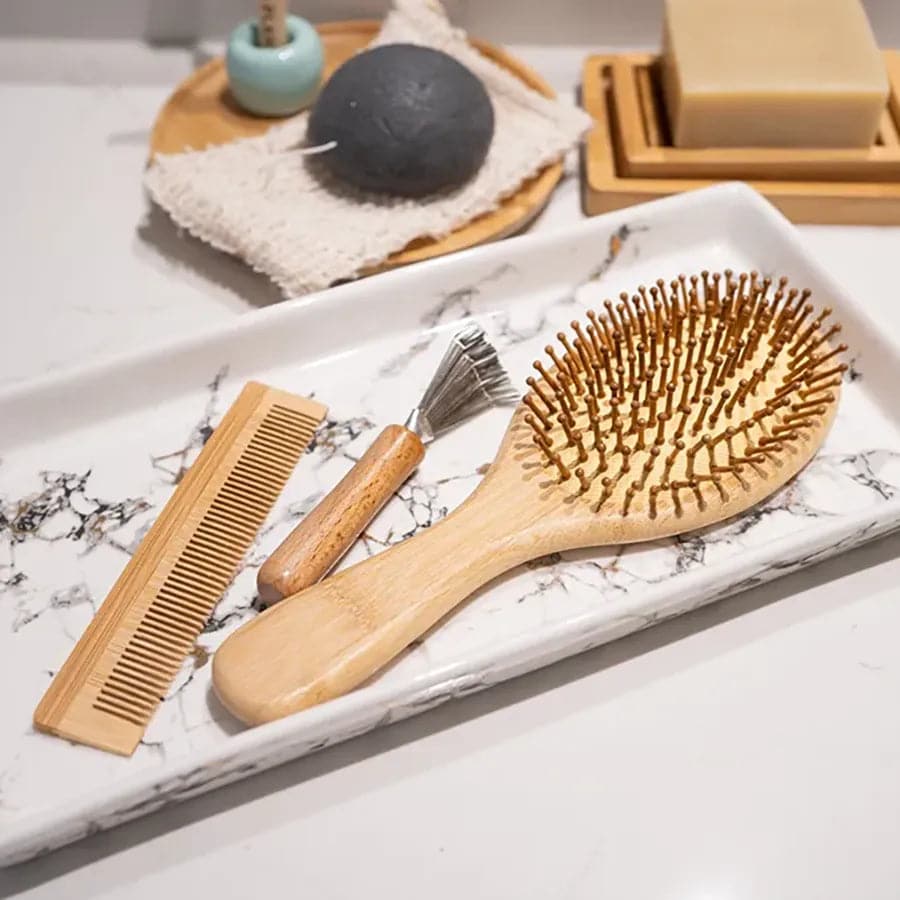 Bamboo Hair Brush Set for Gentle Locks