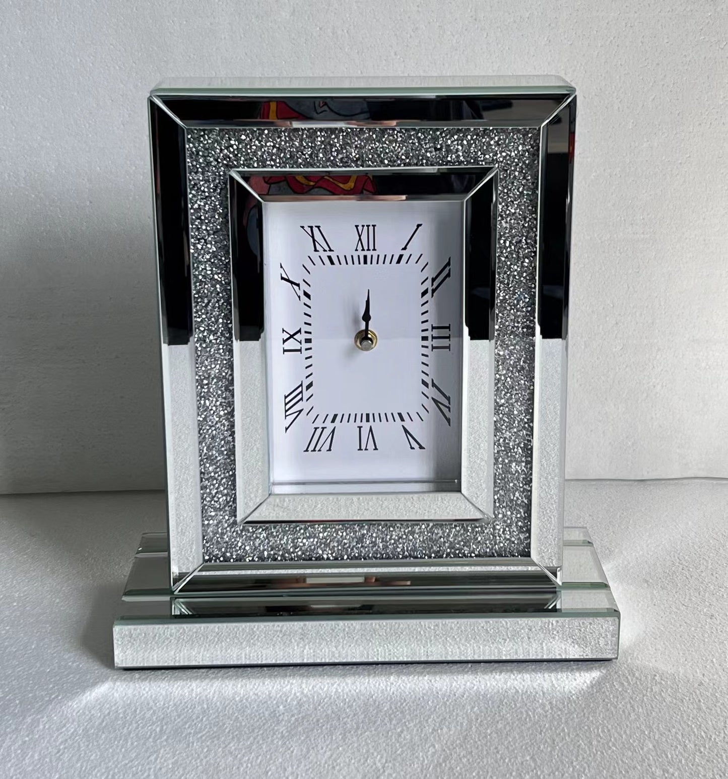 Pendulum Table Clock with Glass Decor for Fireplace