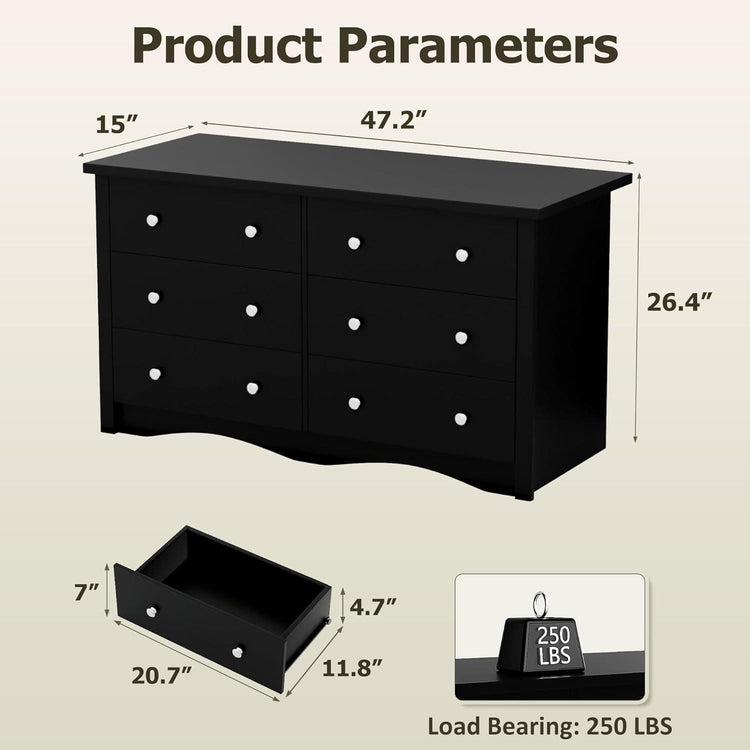 Black Premium Bedroom Dresser With Storage Drawers-1