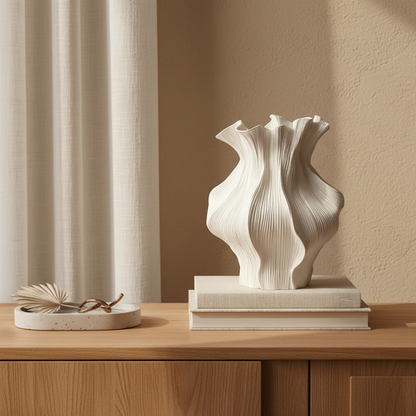 Textured Ceramic Wave Vase