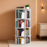 4-Tier Rotating Bookshelf Tower — White Spinning Bookcase, 50"H ShipItFurniture