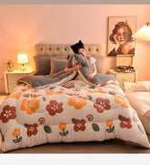 Lamb Fleece Blanket Winter Comforter Thickened Quilts Double-sided Velvet Warm Quilt Single Double Dormitory Milk Fleece Core Jonine&