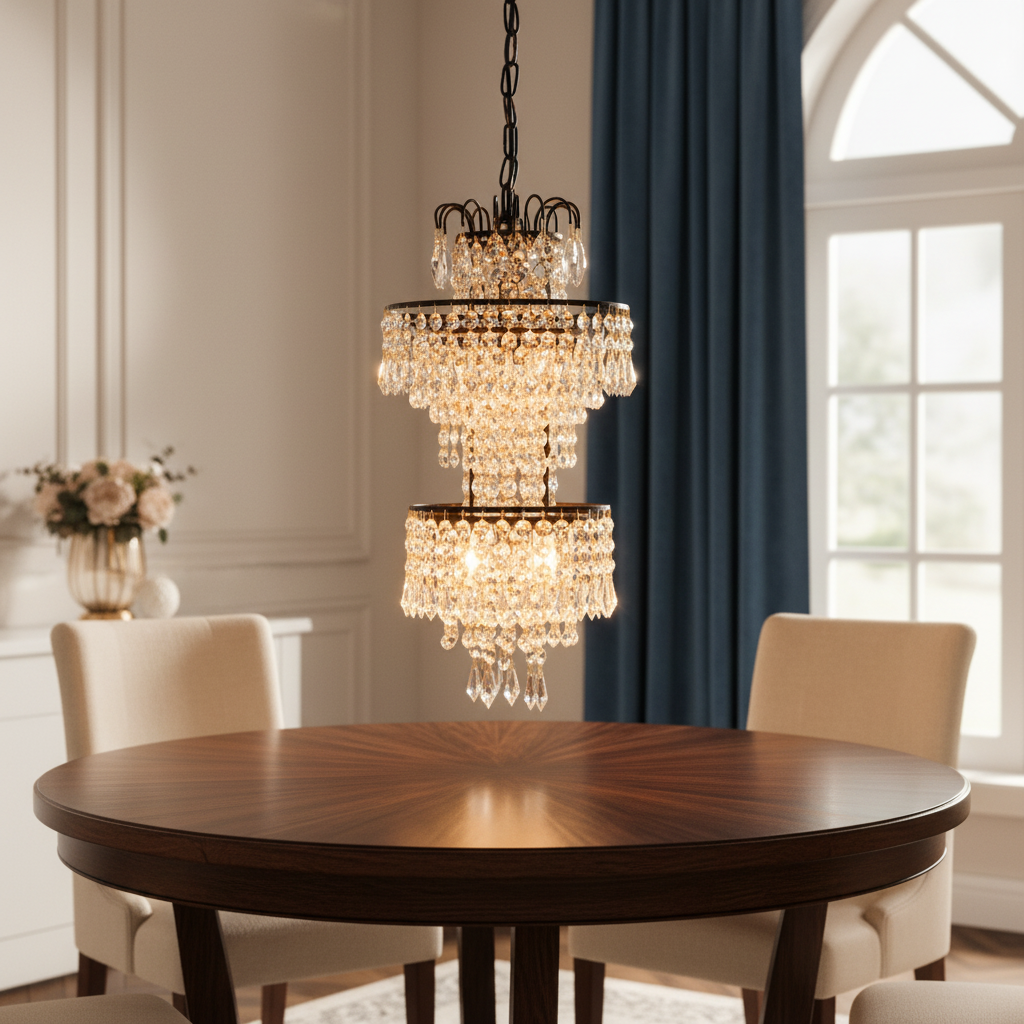 Tiered Crystal Pendant Lamp — Vintage Edison Style