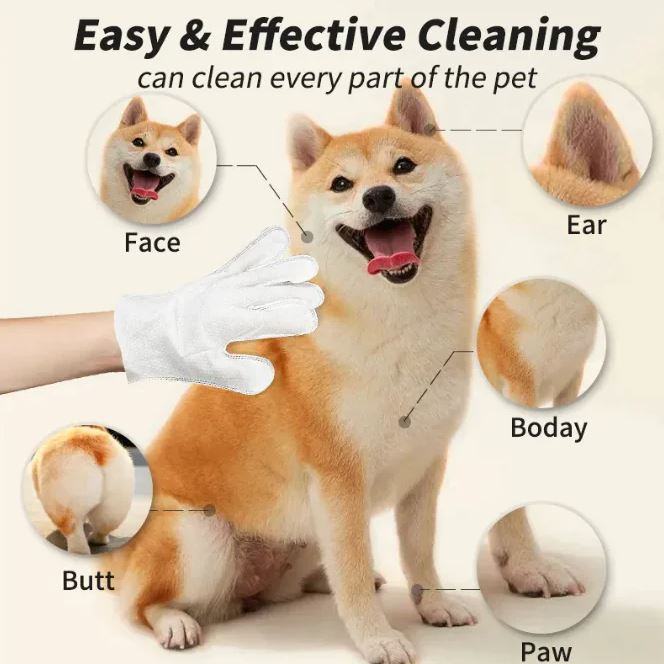 Pet Cleaning Gloves & Wipes — Grooming & Bathing Set for Dogs & Cats
