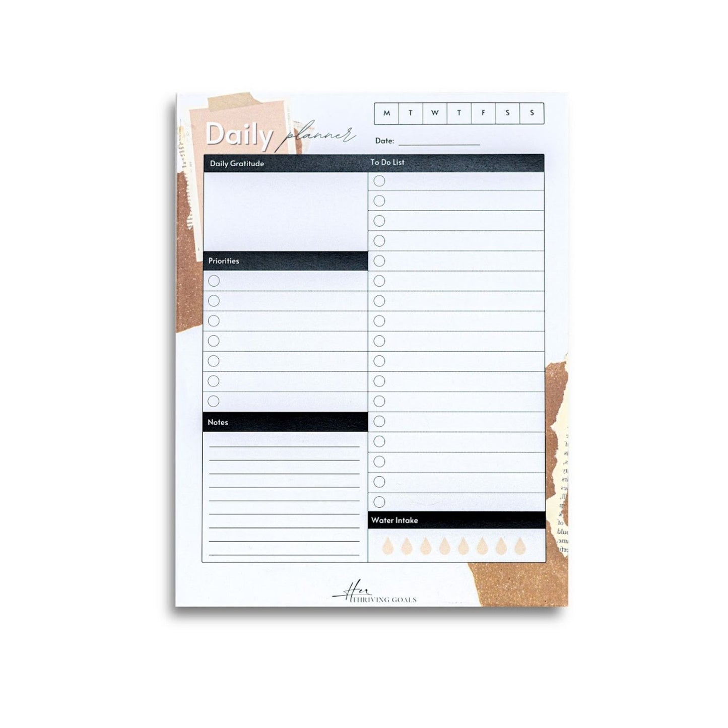 Daily planner layout - productivity and goal tracking journal