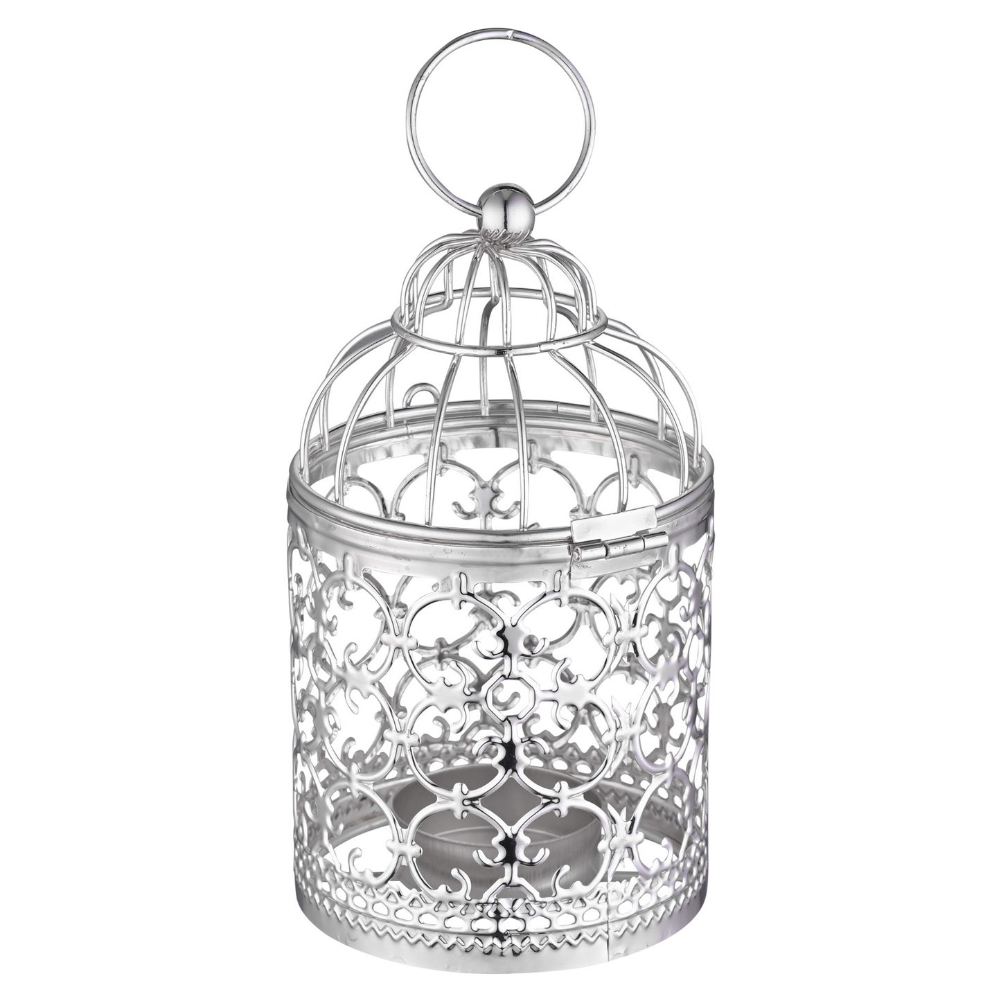 Birdcage tealight lantern close-up - vintage metal candle holder