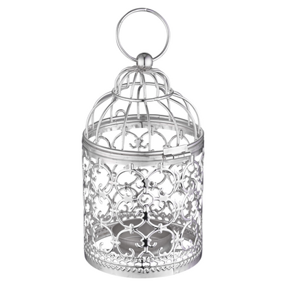 Birdcage tealight lantern close-up - vintage metal candle holder