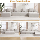 160-Inch U-Shaped Modular Sectional Sofa Camel Ottoman-2