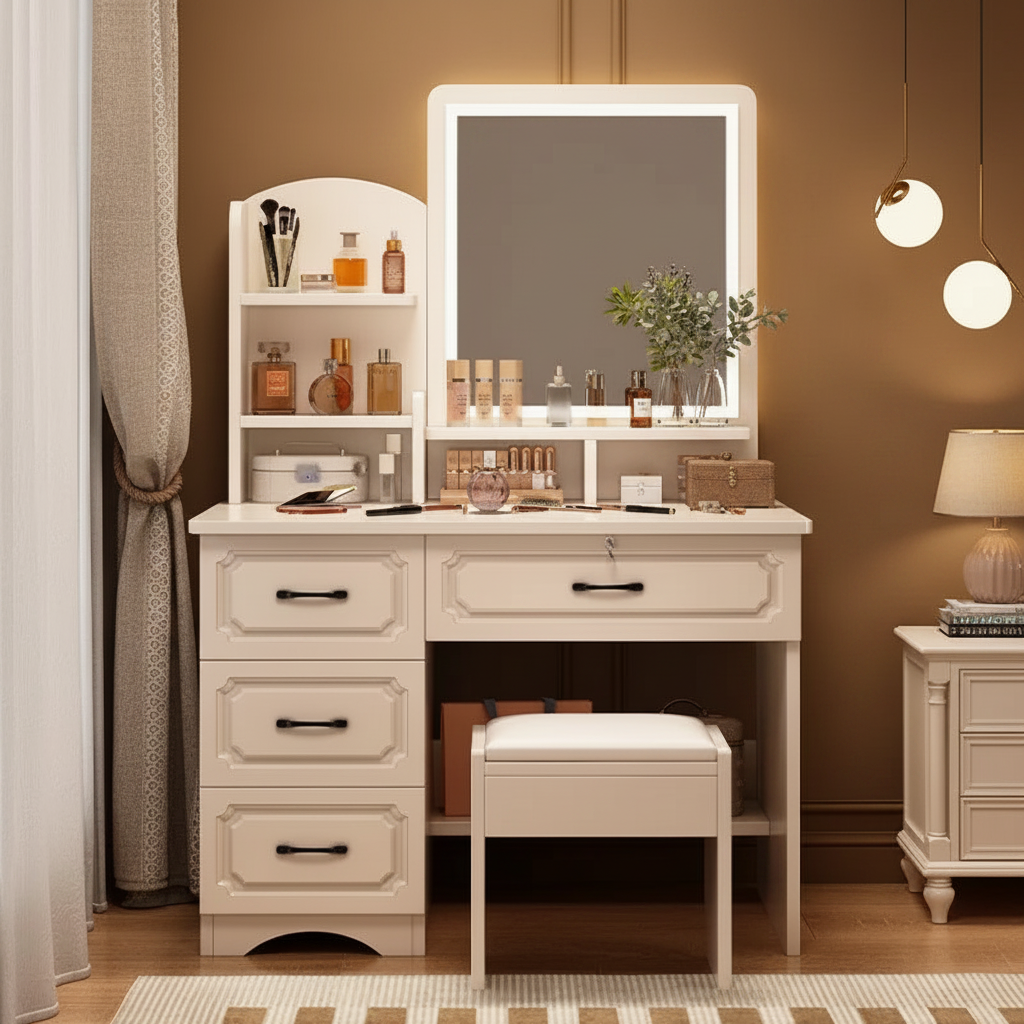 Your Morning Ritual, Elevated — Modern Dressing Table with Mirror & Storage